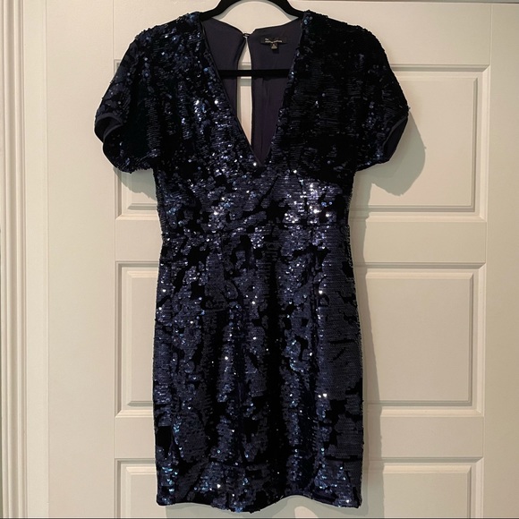 The Clothing Company Navy Blue Sequin Velvet Dress - Picture 4 of 11